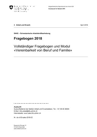 SAKE: Fragebogen 2018 - Vollständiger Fragebogen und Modul «Vereinbarkeit von Beruf und Familie»
