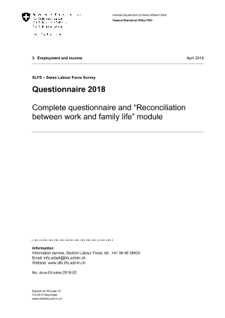 SLFS: Questionnaire 2018 - Complete questionnaire and “Reconciliation between work and family life" module