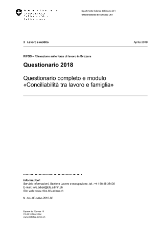 RIFOS: Questionario 2018 - Questionario completo e modulo «Conciliabilità tra lavoro e famiglia»