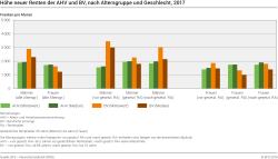 Höhe neuer Renten aus der AHV und BV, nach Altersgruppe und Geschlecht, 2017