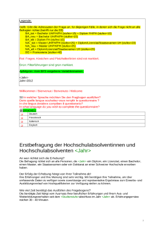 Erhebung bei den Hochschulabsolventinnen und Hochschulabsolventen - Fragebogen Erstbefragung 2013