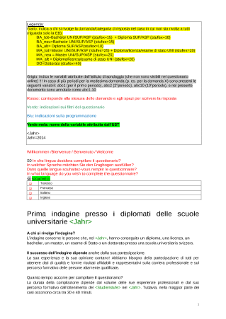 Indagine presso le persone con diploma di scuola universitaria - Questionario prima indagine 2015