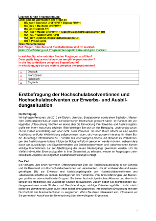 Erhebung bei den Hochschulabsolventinnen und Hochschulabsolventen - Fragebogen Erstbefragung 2011