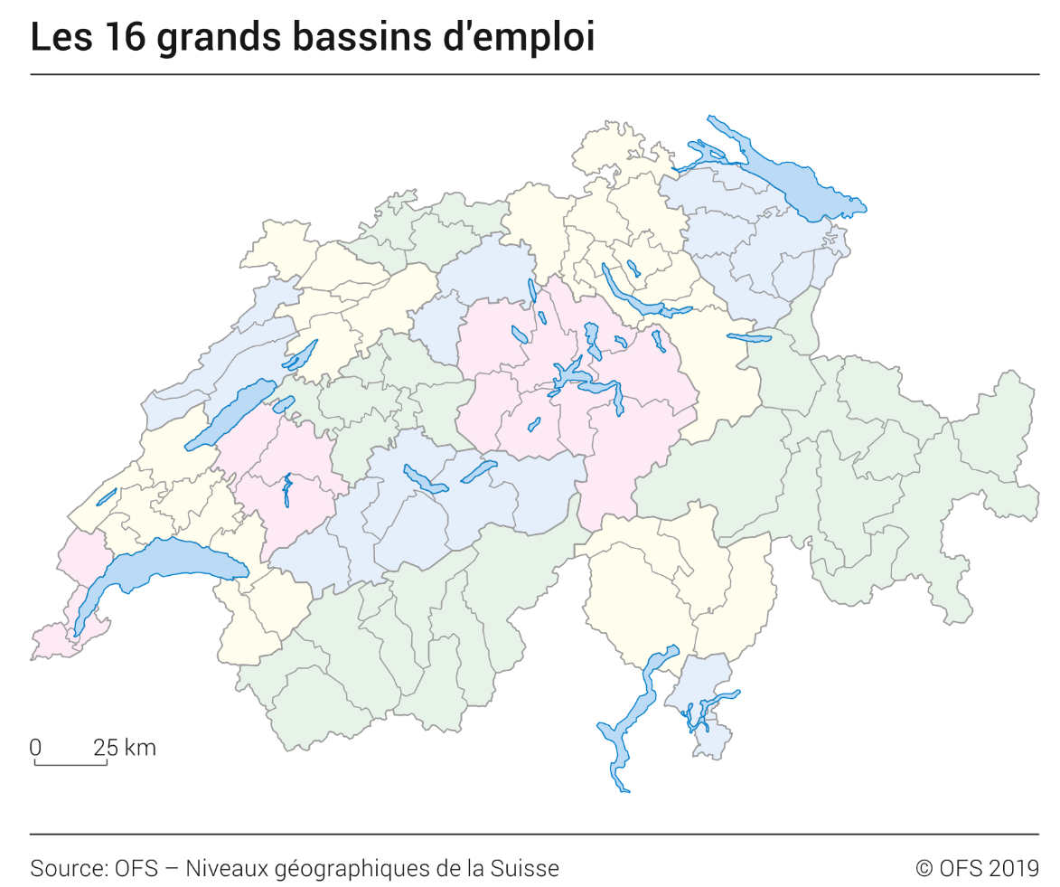 Les 16 grands bassins d'emploi 2018