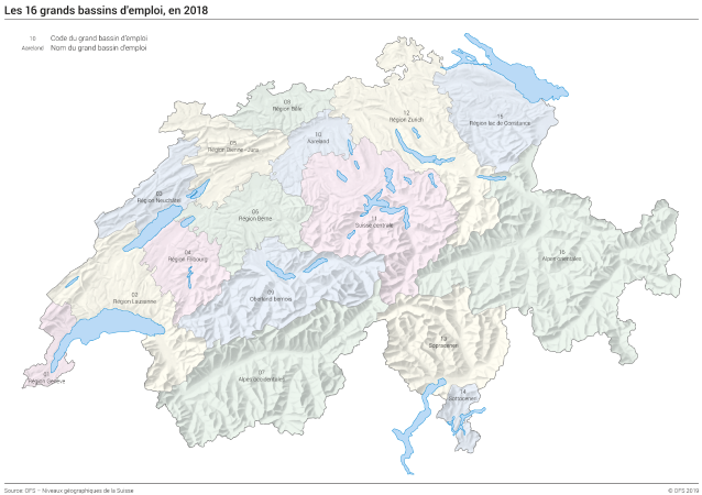 Les 16 grands bassins d'emploi 2018