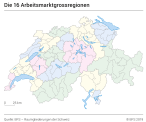 Die 16 Arbeitsmarktgrossregionen 2018