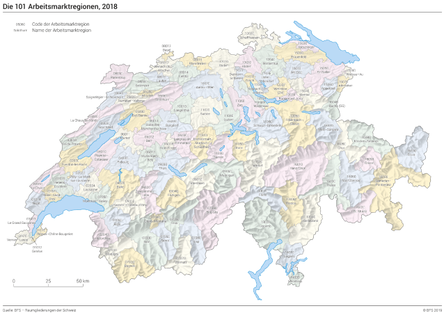 Die 101 Arbeitsmarktregionen 2018