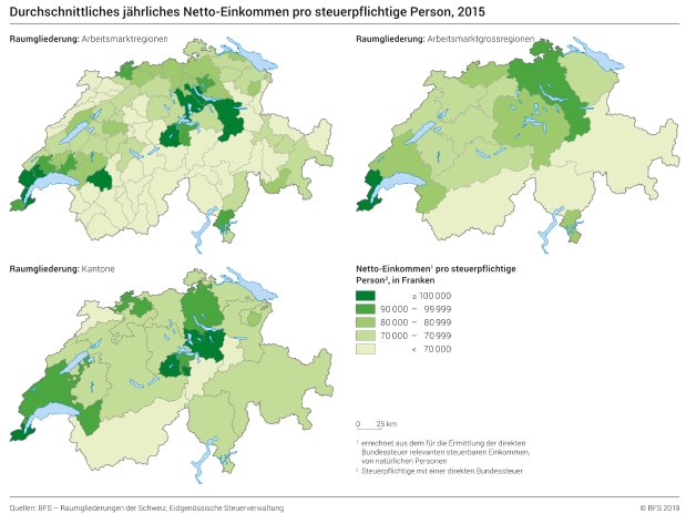 Durchschnittliches jährliches Netto-Einkommen pro steuerpflichtige Person