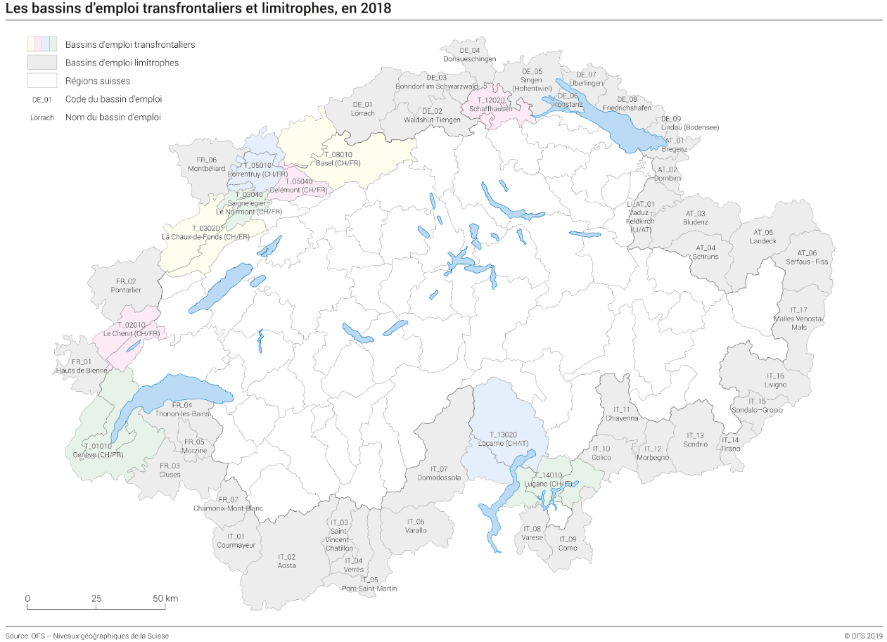 Les bassins d'emploi transfrontaliers et limitrophes 2018
