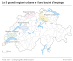 Le 5 grandi regioni urbane e i loro bacini d'impiego