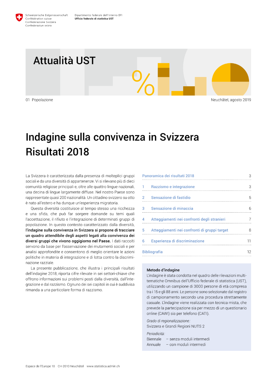 Indagine sulla convivenza in Svizzera: Risultati 2018