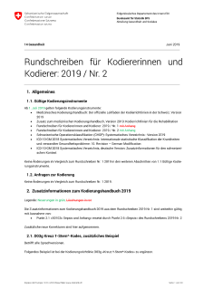 Rundschreiben für Kodiererinnen und Kodierer 2019 Nr. 2