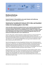 Statistischer Sozialbericht Schweiz 2019: Alter und Krankheit treiben die Sozialausgaben in die Höhe
