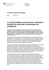 Le Conseil fédéral veut favoriser l'utilisation multiple des données et décharger les entreprises