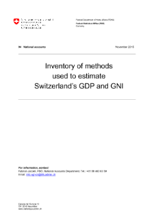 Inventory of methods used to estimate Switzerland's GDP and GNI