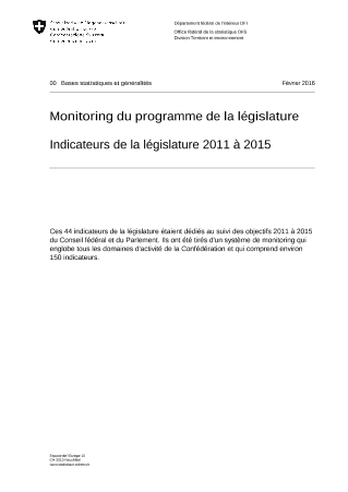 Indicateurs de la législature 2011 à 2015