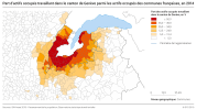 Part d'actifs occupés travaillant dans le canton de Genève parmi les actifs occupés des communes françaises