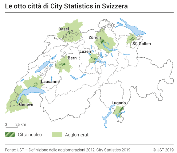 Le otto città di City Statistics in Svizzera