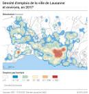 Densité d'emplois de la ville de Lausanne et environs