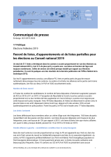 Record de listes, d'apparentements et de listes partielles pour les élections au Conseil national 2019