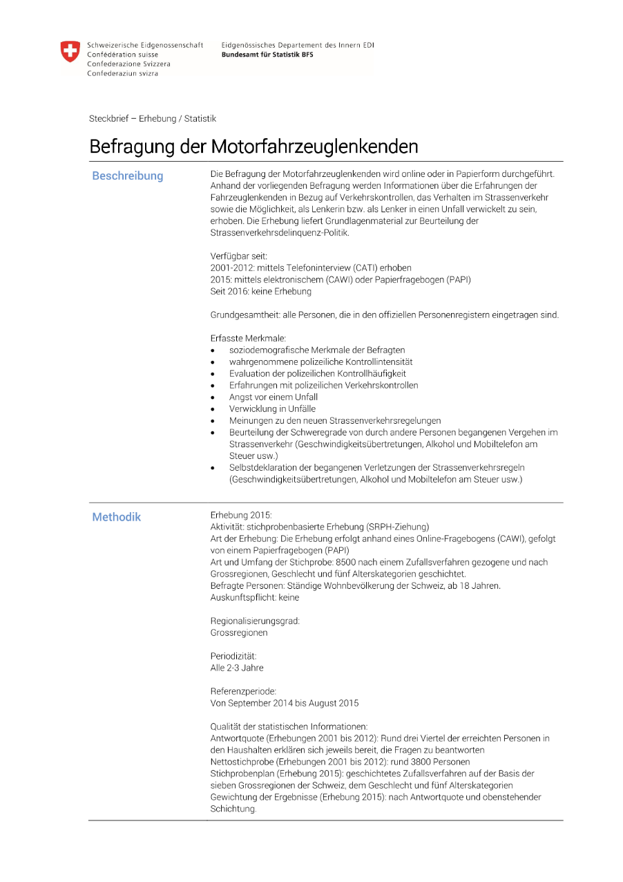 Befragung der Motorfahrzeuglenkenden