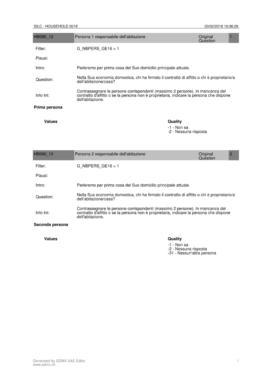 Questionario economia domestica
