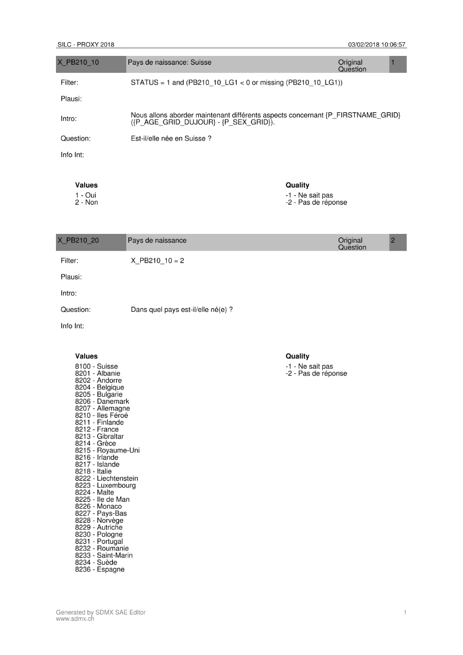 Questionnaire proxy