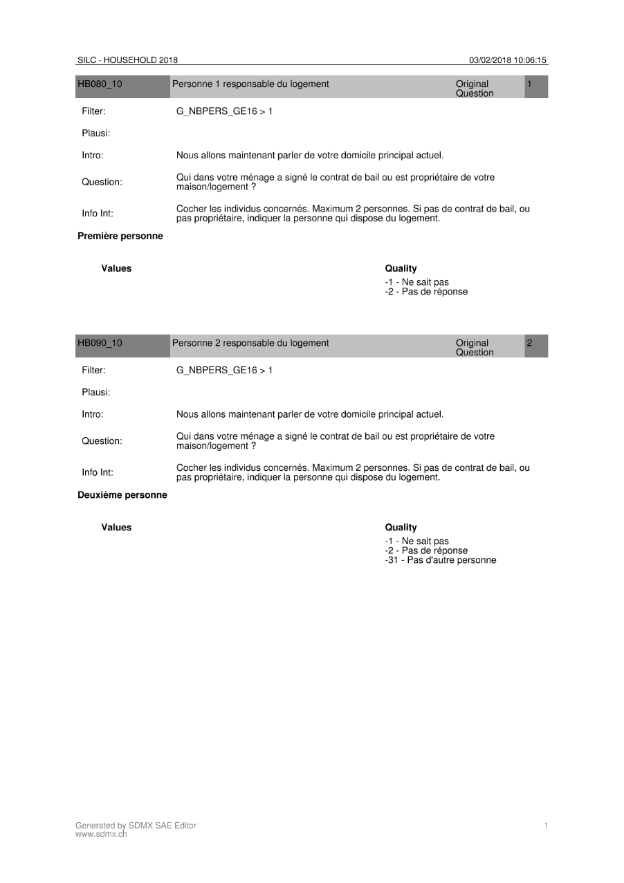 Questionnaire ménage