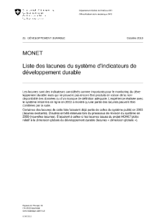 Liste des lacunes du système d'indicateurs de développement durable