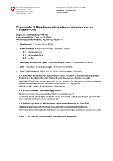 Programme de la 16e séance du groupe d'accompagnement de l'harmonisation des registres du 4 septembre 2019