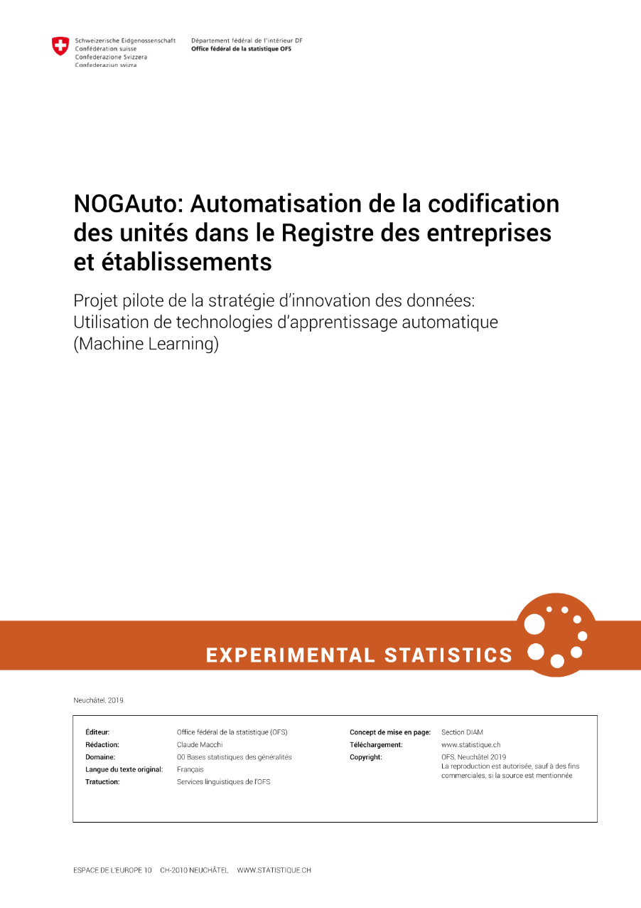 NOGAuto: Automatisation de la codification des unités dans le Registre des entreprises et établissements