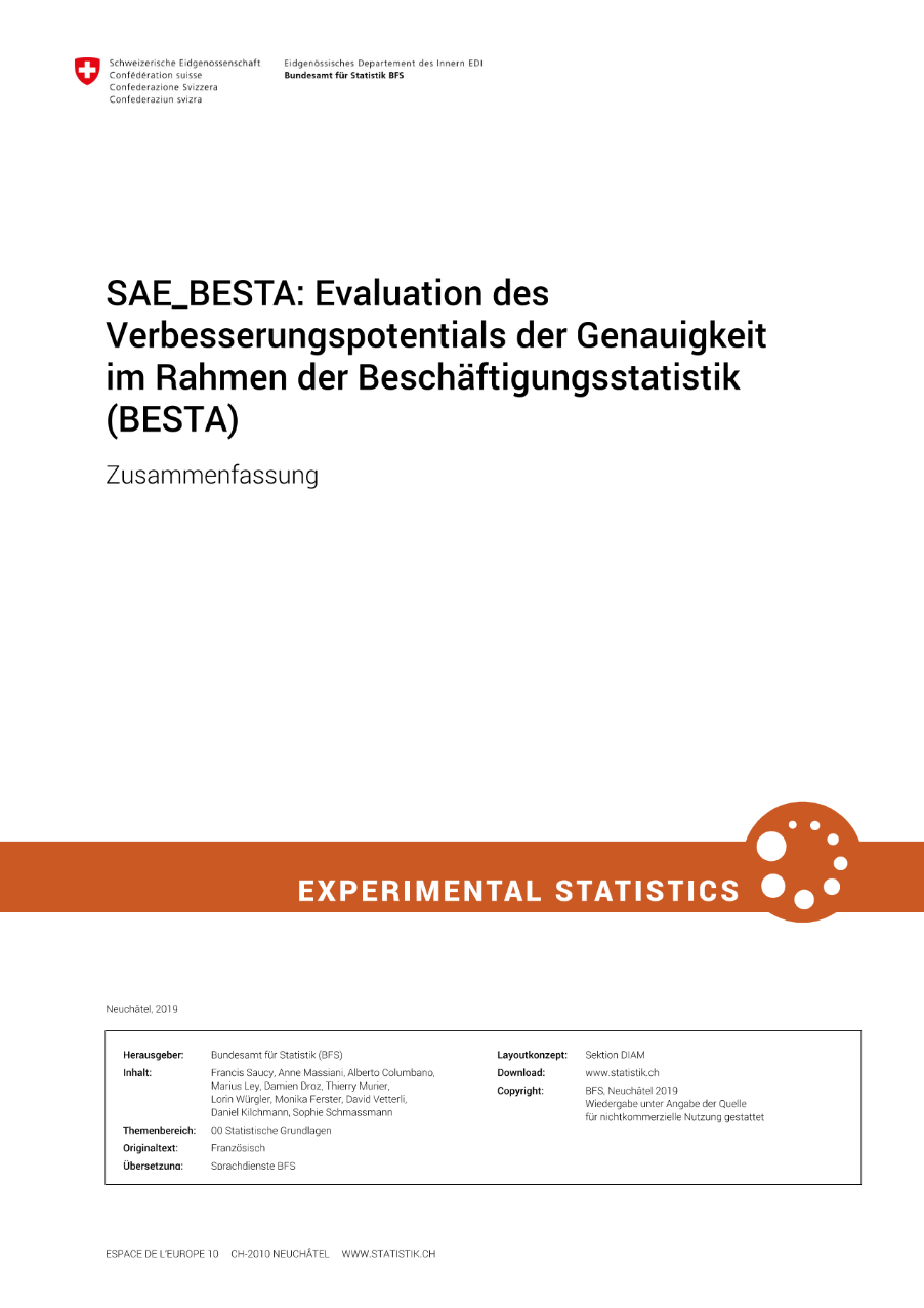 SAE_BESTA : Evaluation des Verbesserungspotentials der Genauigkeit im Rahmen der Beschäftigungsstatistik (BESTA)