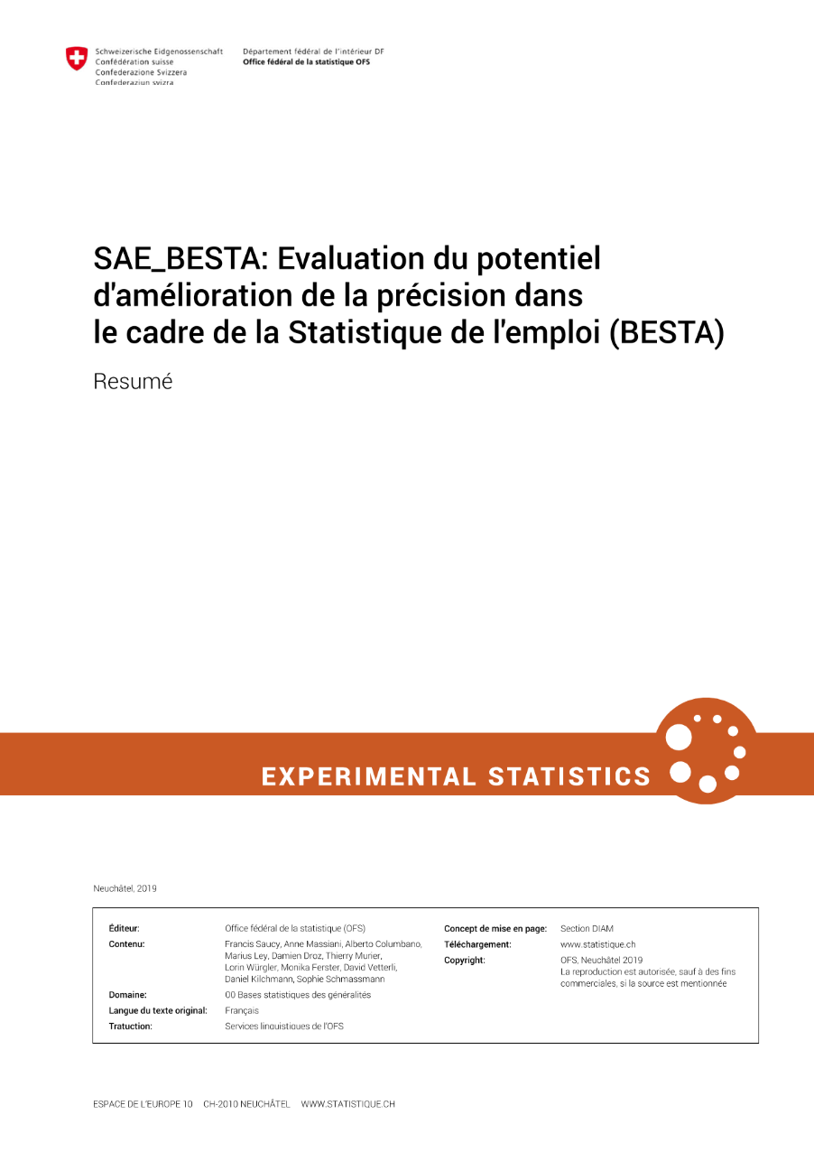SAE_BESTA : Evaluation du potentiel d’amélioration de la précision dans le cadre 
de la Statistique de l’emploi (BESTA)