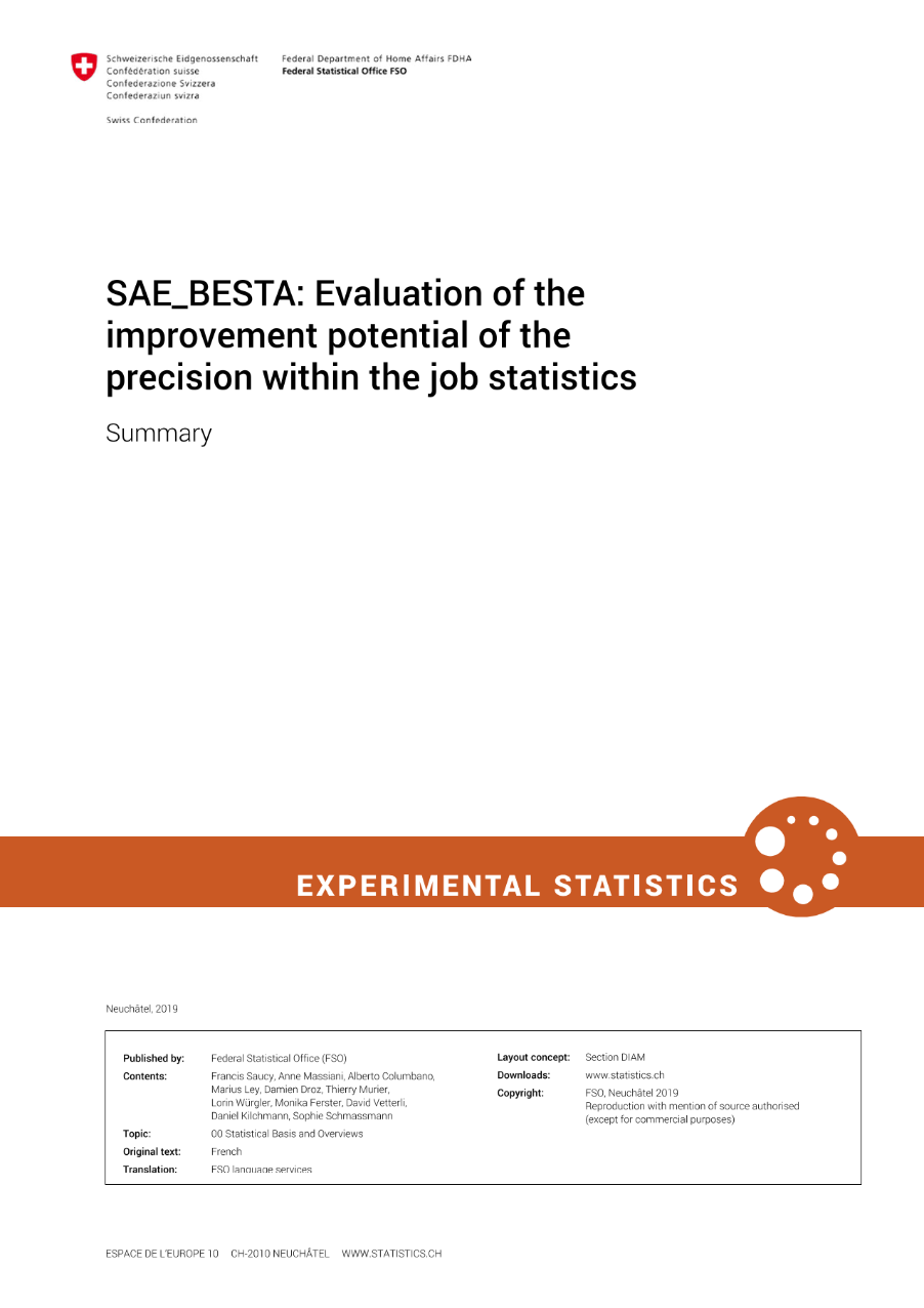 SAE_BESTA: Evaluation of the improvement potential of the precision within the job statistics de la Statistique de l'emploi (BESTA)