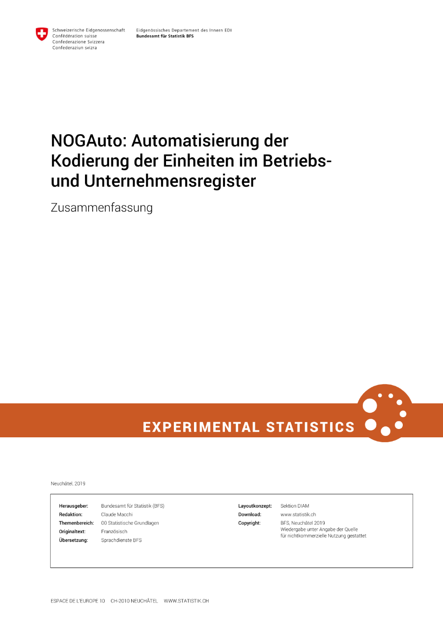 NOGAuto: Automatisierung der Kodierung der Einheiten im Betriebsund Unternehmensregister