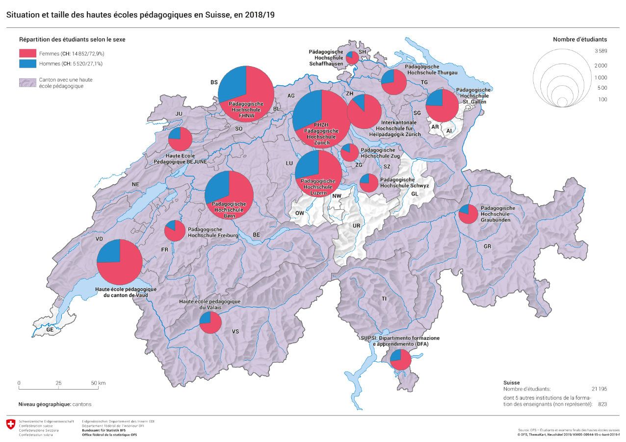 Situation et taille des hautes écoles pédagogiques en Suisse